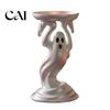 Unique Resin Crafts Cute Ghost Candle Holder, Iridescent Spooky Pedestal for Figurine Taper Candles, Gothic Candlestick Stand Home Table Decor