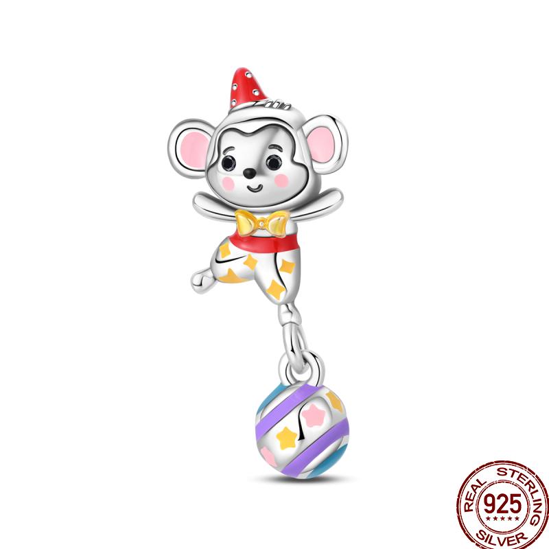 Copper Magician Circus Playing Cards Teddy Bear Charm Beads Suitable Fit Pan Original Bracelet Diy Jewelry