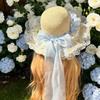 Floral Design Woman's Straw Hat Elegant Sun Protection Cap Lace Brim Sunshade Cap  Casual Wear
