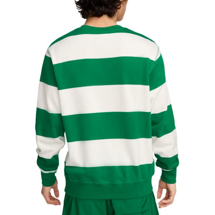 Nike Felpa Girocollo a Righe Club Fleece Uomo Top Verde Pavone FN3107-365