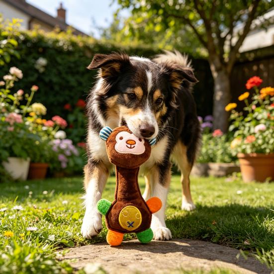 Pet Toy Sound Design Interactive Puppy Chew Toy with Built-in Rattle Cartoon Dog Monkey Design Teeth Oral Health Safe Chew