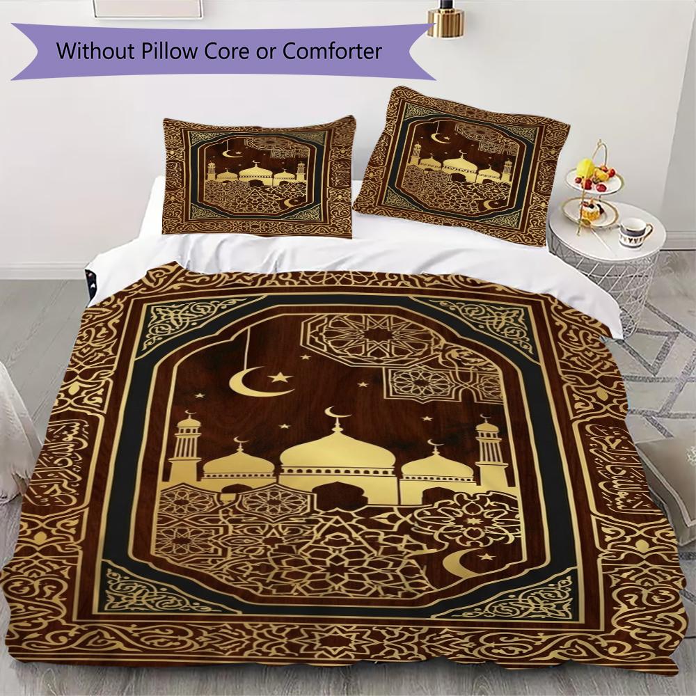 Set Copripiumino con Motivo Musulmano Copripiumino Federa Decorazione per la Casa Regalo di Compleanno (1 * copripiumino + 2 * federe senza imbottitura)122