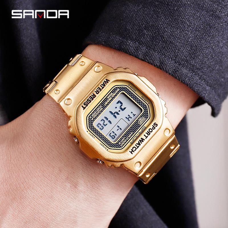Sanda Men s Square Digital Watch: Fashionable, Business,  Sporty