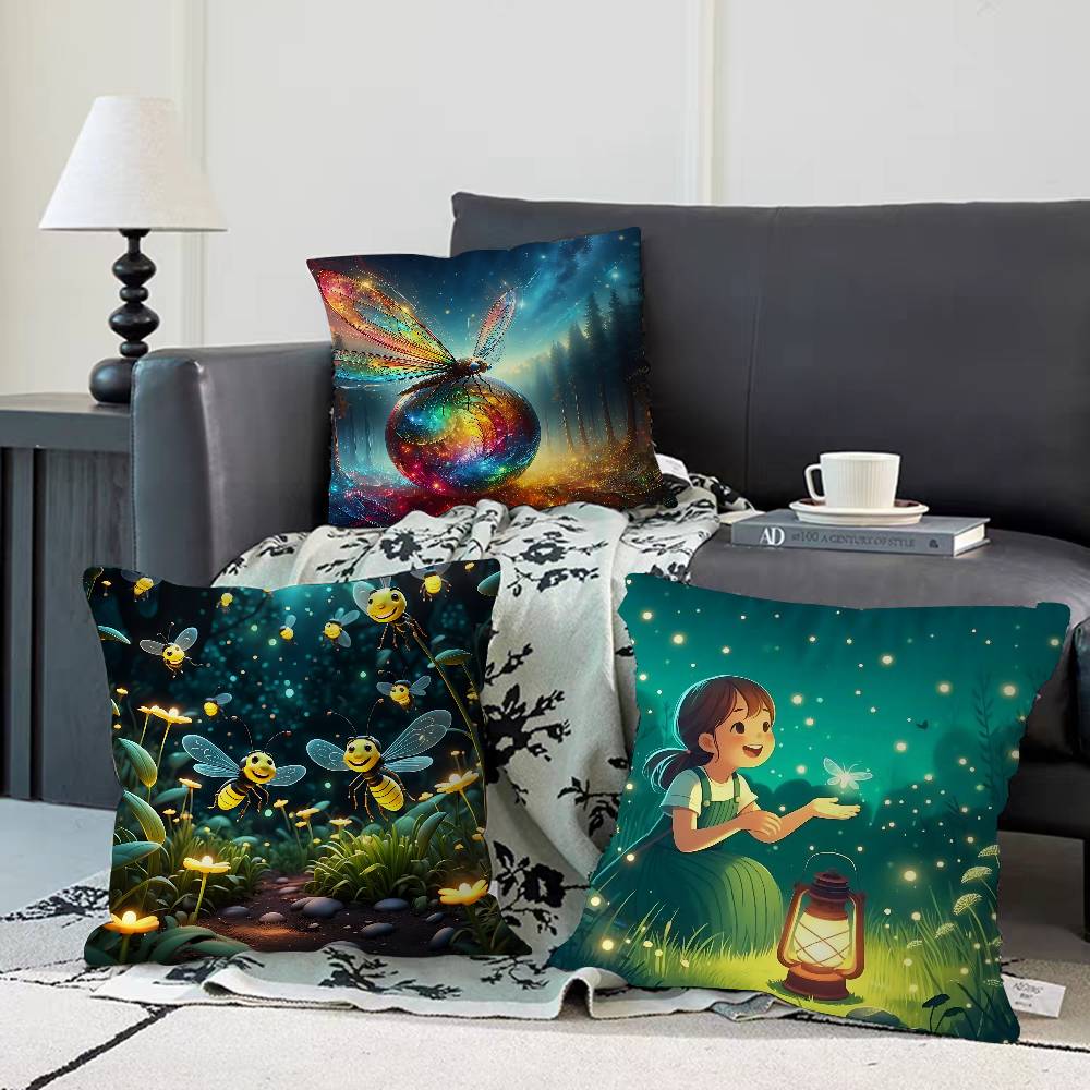 Cartoon F-Firefly Pillow Case Removable Washable Cushion Cover – All-Season Soft Linen