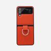 Samsung Z Flip7/6/5 Leather Pattern Ring Case - Drop Protection, Solid Color, Foldable Phone Cover