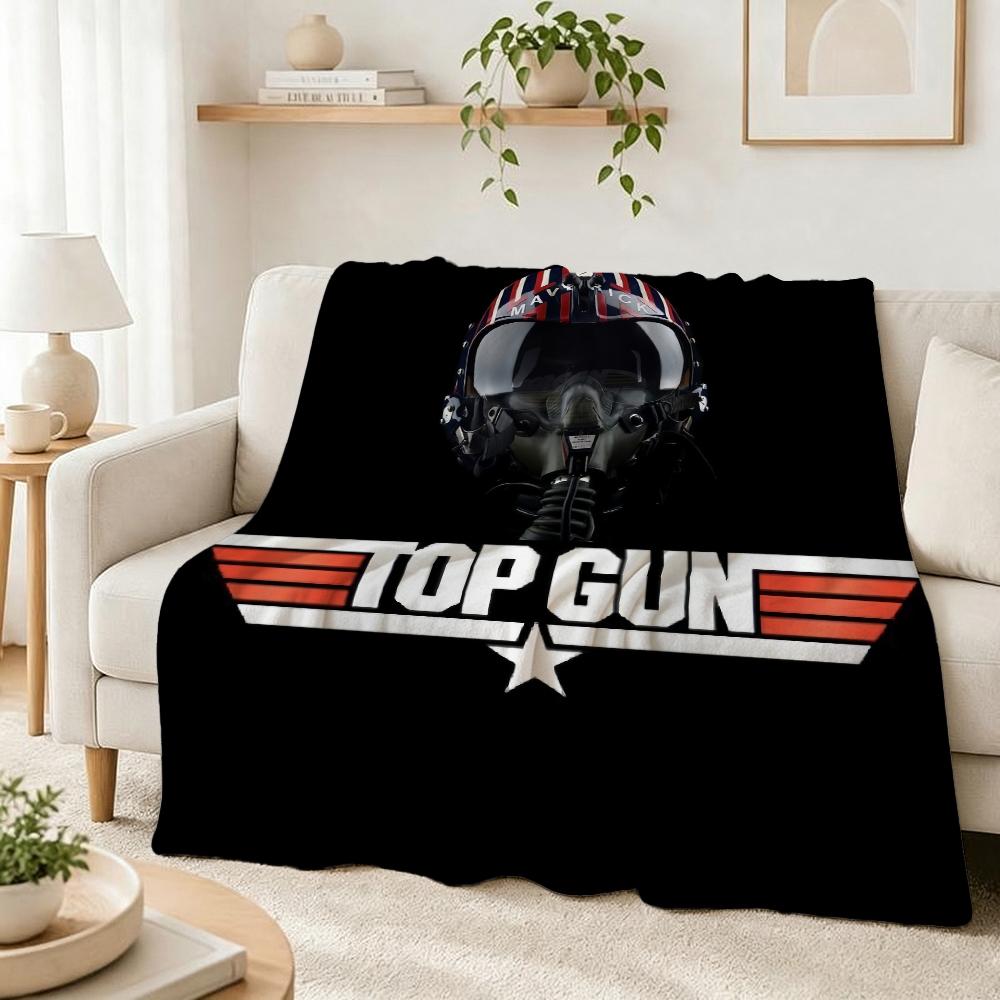 Top Gun Fighter Pilot Helmet Pattern Theme Flannel Blanket Cozy Warm Fleece Blanket For Living Room Air Conditioner Room Party Decor Great Holiday Gif