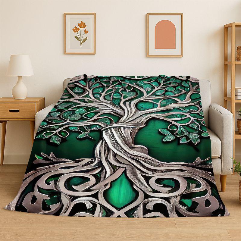 Fantasy Tree of Life Norse Viking Yggdrasil Flannel Blanket Soft Throw Blanket for Bedroom Living Room Bed Picnic Nap Cover Gift