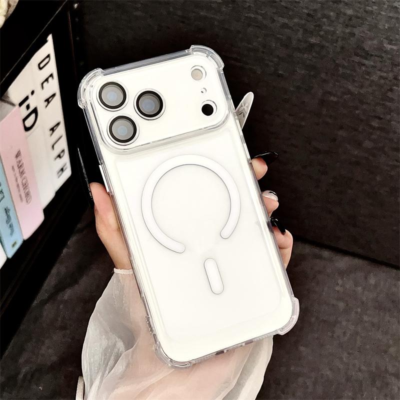 Shockproof Armor For Magsafe Clear Acrylic Phone Case For iPhone 17 17Air 17Pro 17Pro Max Wireless Charging Protective Cover