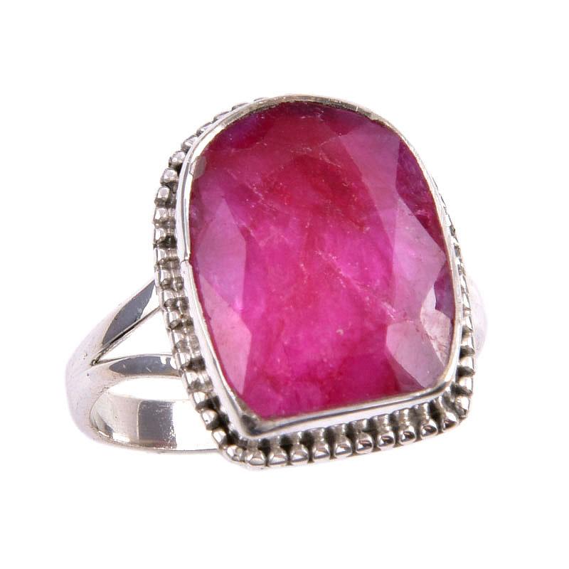 Red Ruby(Simulated) Gemstone Handmade 925 Sterling Silver Gift Ring S.9.5 i8Q99