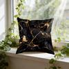 Square Throw Pillow Black Gold Marble Pattern Decorative Cushion For Living Room Bedroom Window Seat