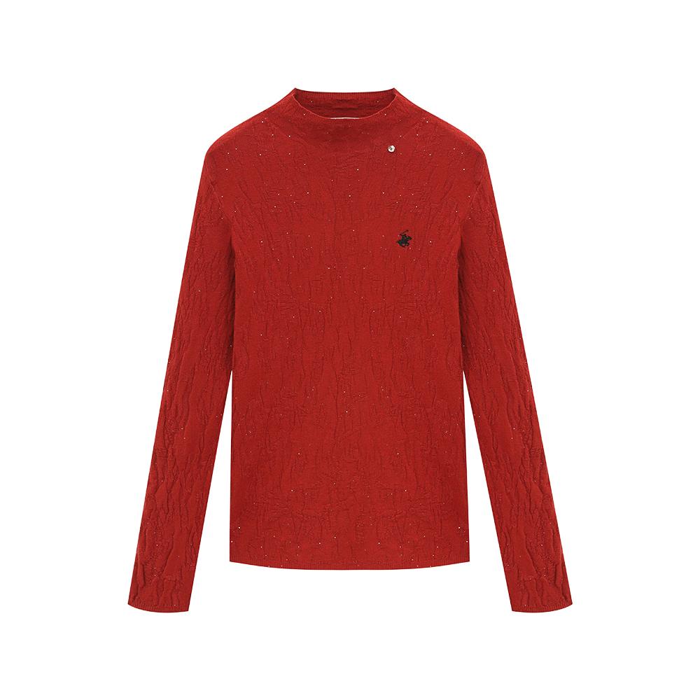 BHPOLOCLUB Women'S Wrinkle Sparkling Half-Neck Knit Tk289