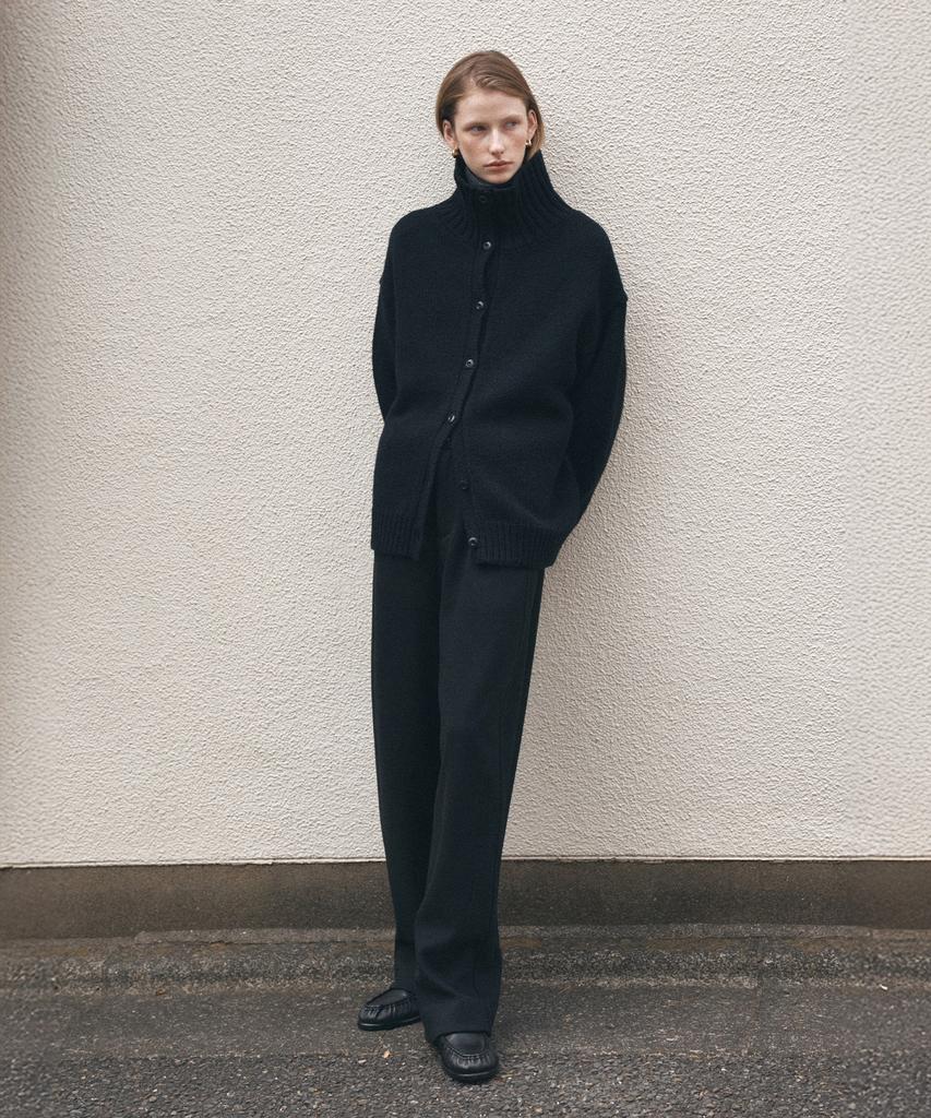 Siyazu Sikn2164 High-Neck Heavy Knit Cardigan_Black