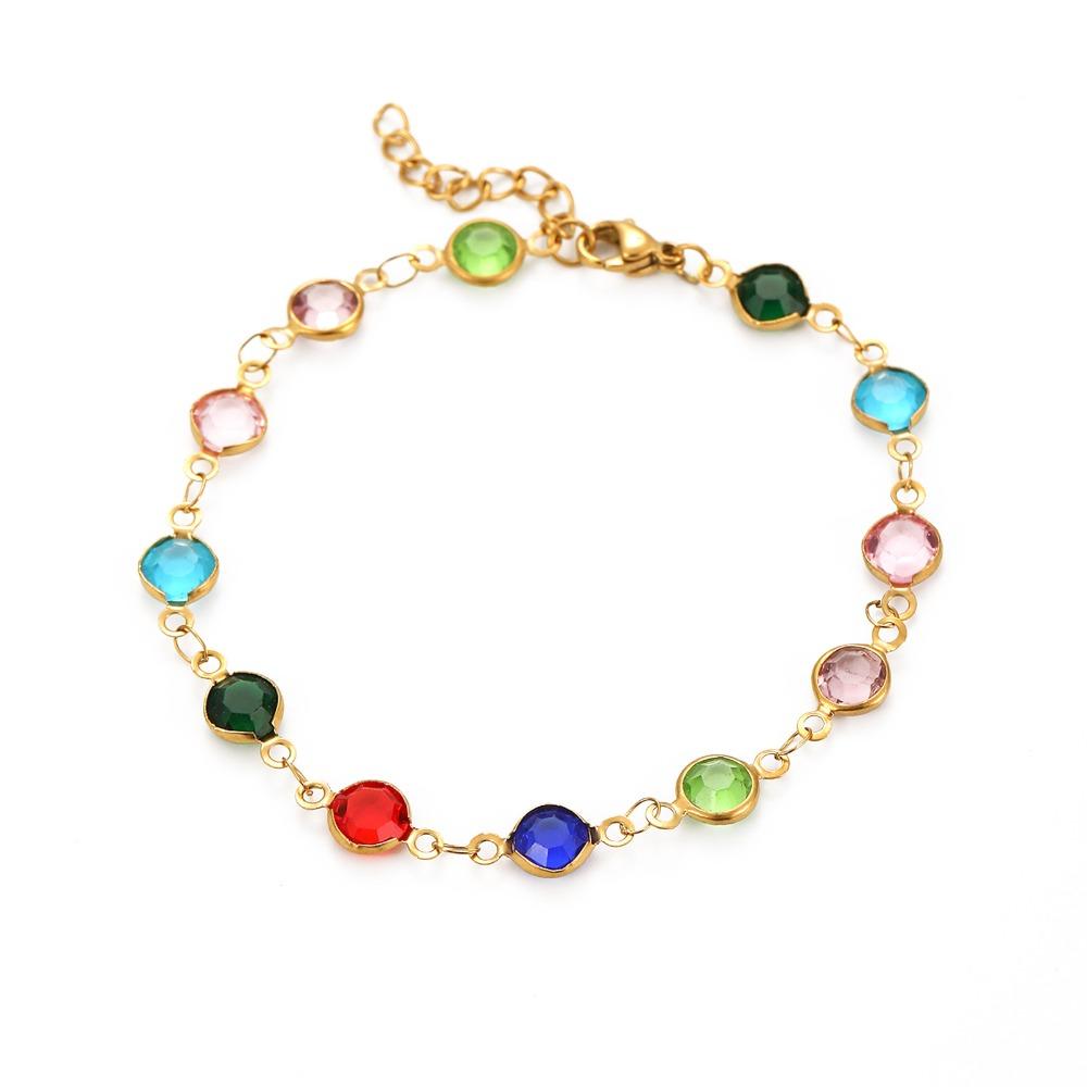 

Luxury Elegant Circle Bangles Candy Color Crystal Sparkling Bracelets Sparkling Leaf Chain Wedding разноцветный