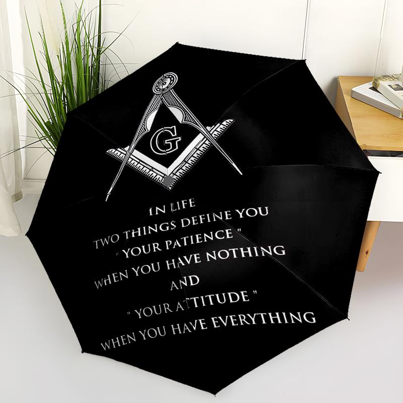 

1pc Freemasonry, Valknut pattern Umbrella Portable Folding Umbrella Iron Frame Hole Bone Structure Outdoor Home Umbrella разноцветный