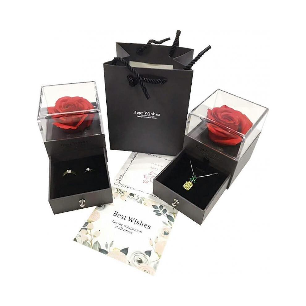 Rose Box, Infinity Rose Jewelry Gift Box, Real Rose Red, Rose Gift Kit