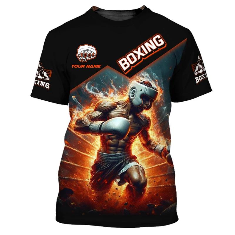 Boxing Series Men's Cool Fighting Pattern T-Shirt 3D Printed Personality Daily Leisure Fashion Sports Round Neck Short Sleeved T-shirt