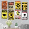 Warning Keep Out Tin Sign Metal Plaque, Vintage Notice Cameras Caution Danger Poster, Wall Decor for School Mall Home