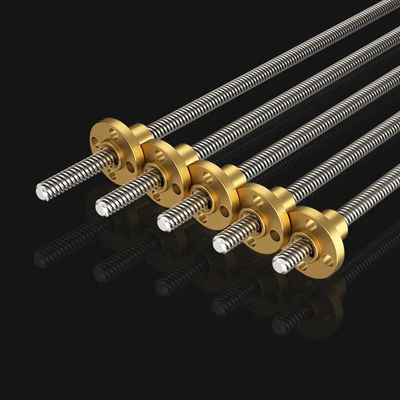 T8 Trapezgewindespindel mit Mutter Außendurchmesser 8mm Steigung 2mm Teilung 2mm 100mm-200mm-300mm-400mm-500mm Gewindespindel mit Messingmutter Reprap 3D-Drucker Teile