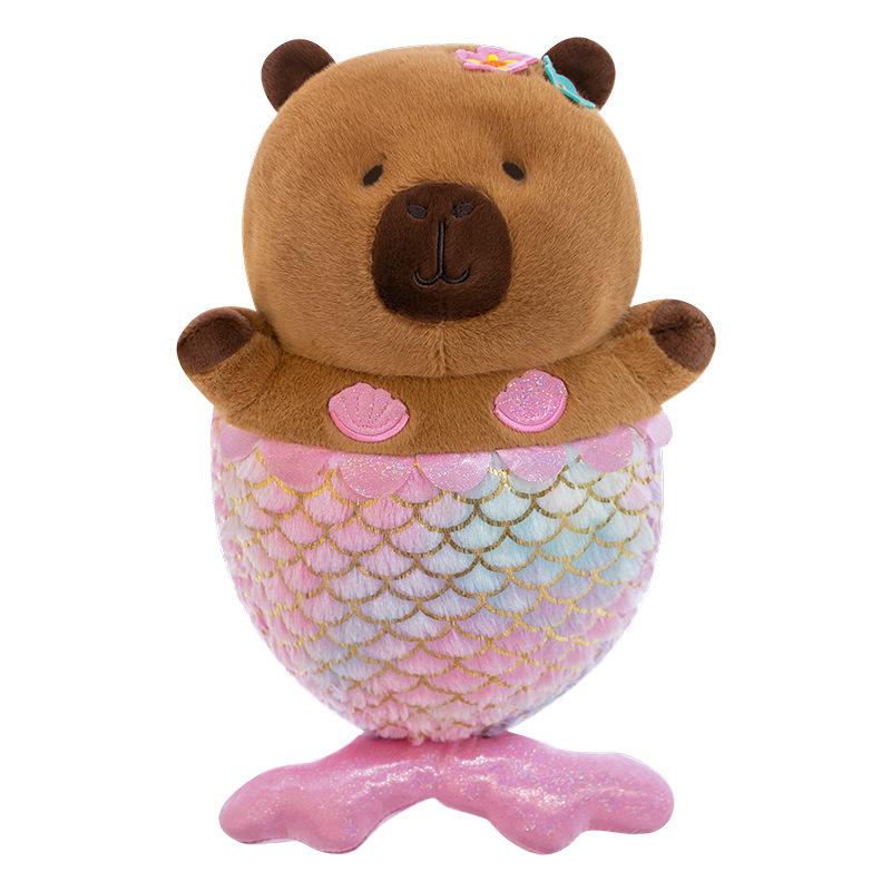 Mermaid Capybara Plush Toy Transformed Into Fishtail Kapibala Doll Children's Companionship Gifts for Girls
