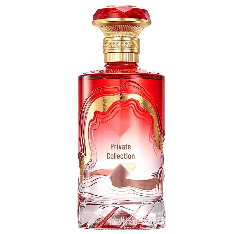 Embossed Transparent Glass Wine Bottle - Empty, High-Grade, Sealed Mountain Base for Baijiu Collection and Portioning (1 Jin Capacity)