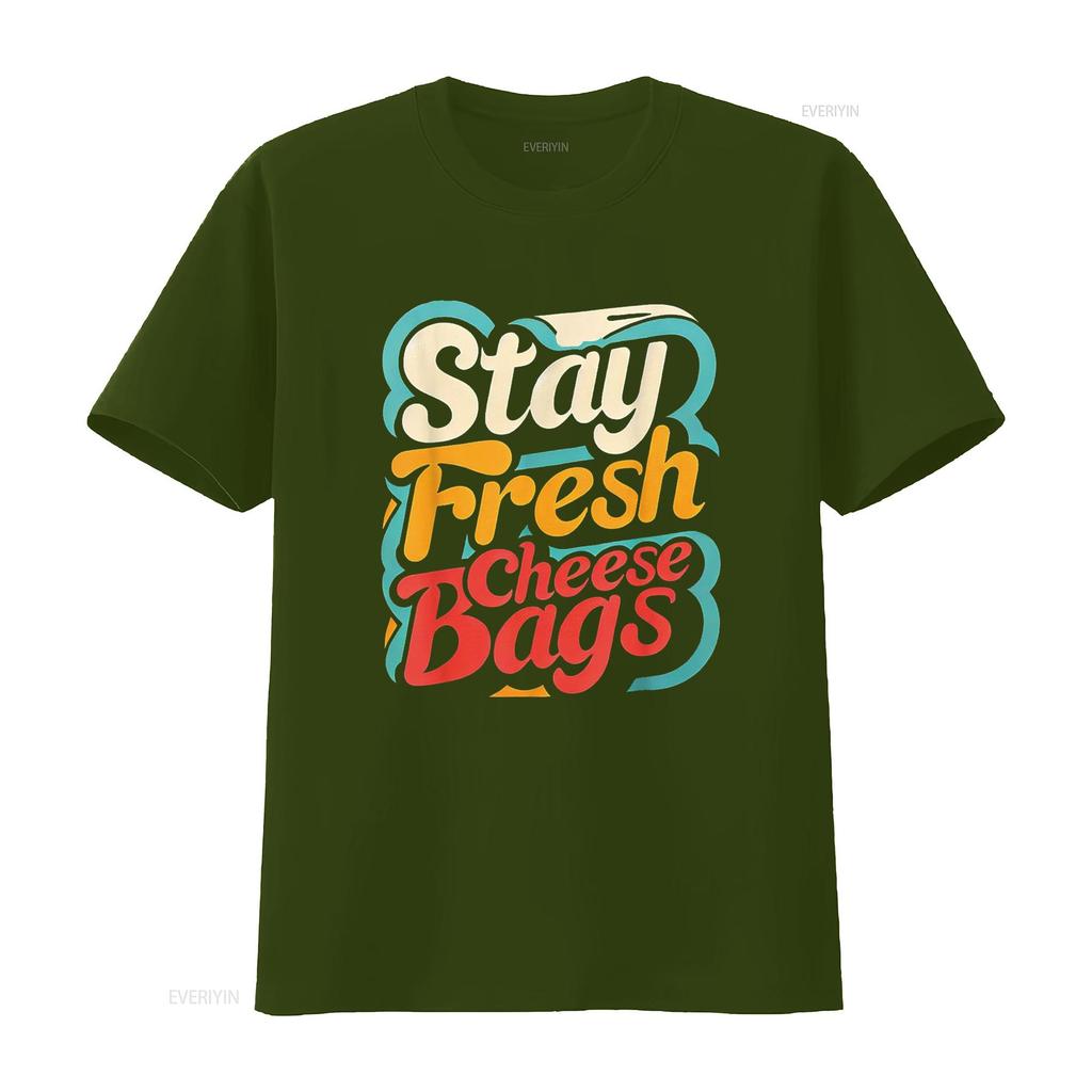 Stay Fresh Cheese Bags T Shirt vintage Washed homme Casual Stylish Unisex fashion Comfortable Soft Slightly designer clothes