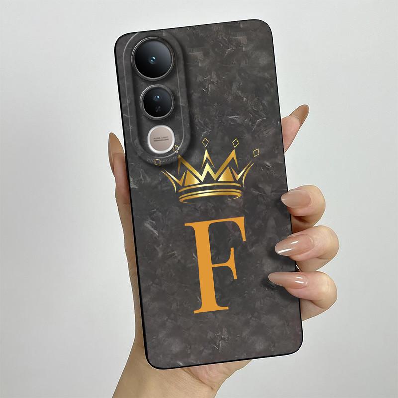 For Vivo V50 Lite Case V2441 Fashion Crown Letters Phone Shell Soft Liquid Silicone Back Cover Full Protection Shockproof Bumper