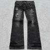 Vintage Gothic Wide-Leg Distressed Washed Denim Jeans Men 2025 Casual Straight Fit