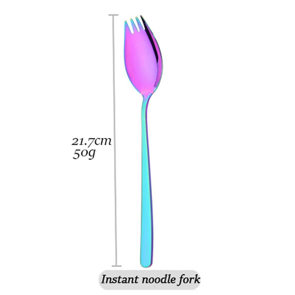 Zlatá 18/10 nerezová ocel Barevný kreativní design Kuchyňské nádobí Sporks Dezert Vidlička Lžíce Nudle Salát Ovoce Nádobí