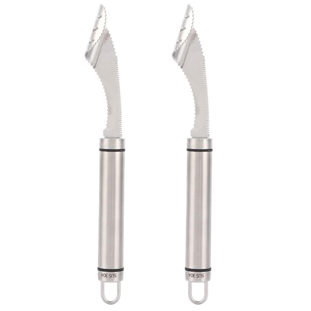 

2PCS 304 Stainless Steel Peppers Corer Serrated Slice Non‑slip Handle Fruit Corer Easy To Clean 2 in 1 Seed Remover светло-серый