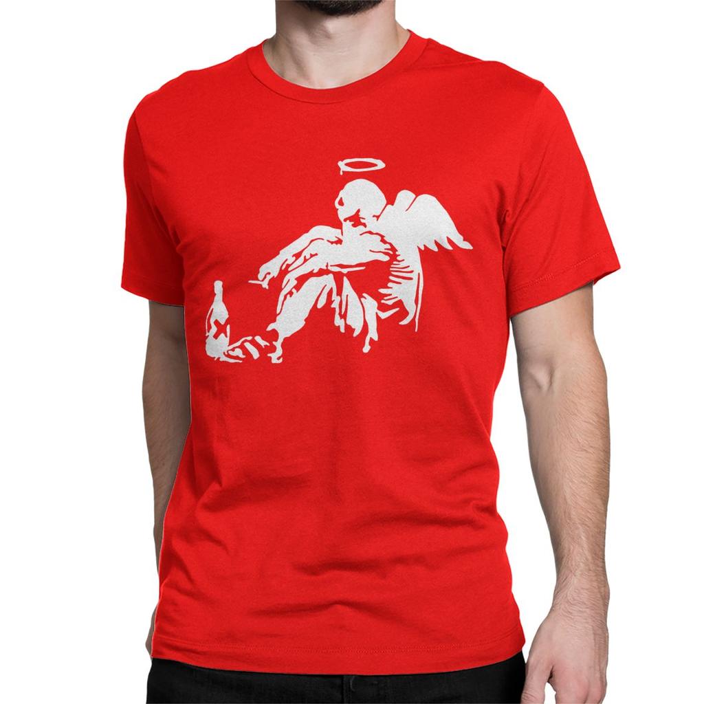 Banksy Fallen Angel T Shirt for Men Women Pure Cotton Vintage T-Shirt Round Collar Tee Shirt Short Sleeve Clothes Birthday Gift