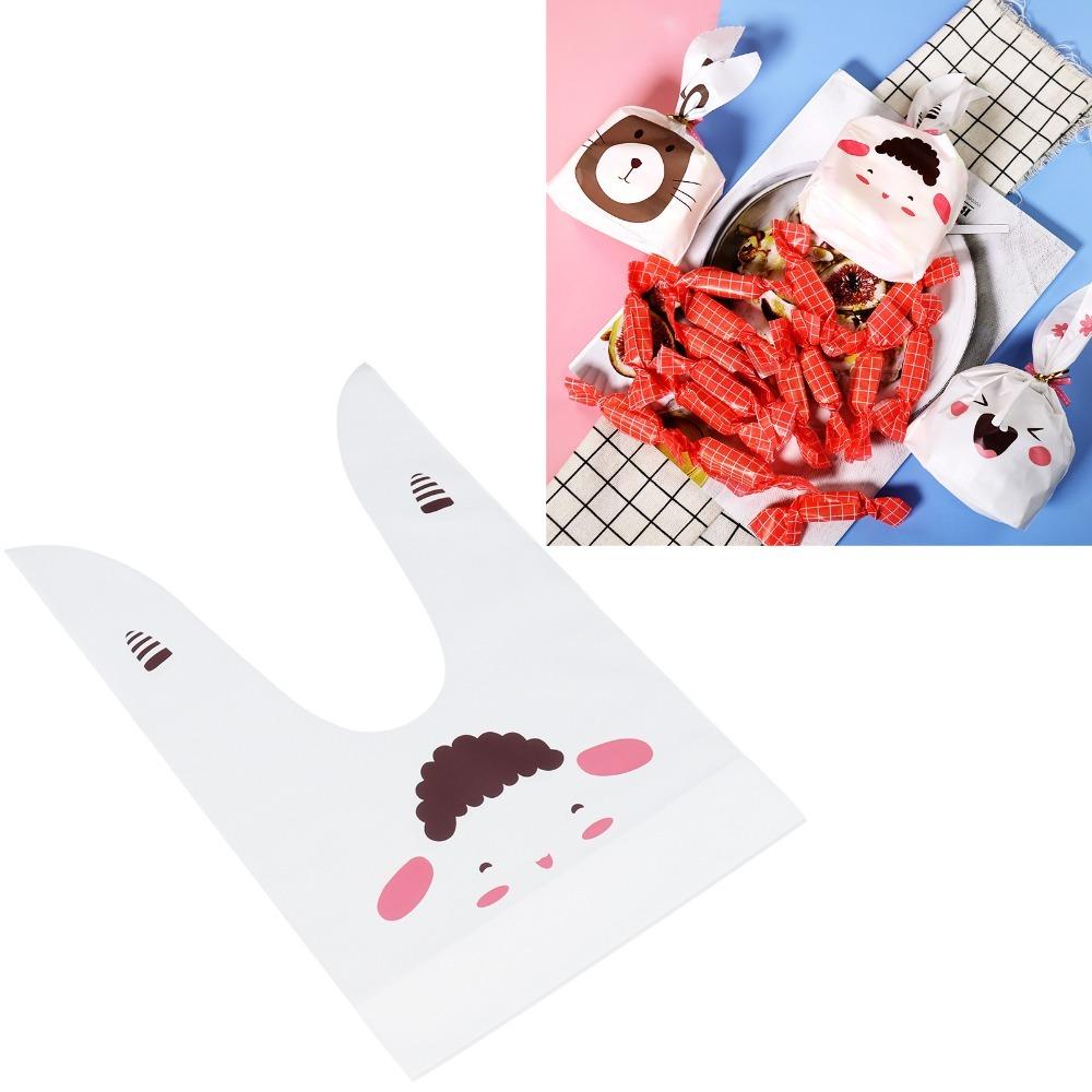 50PCS Long Ear Treat Bags Bunny Sheep Mouse Print Snack Packaging Bag Easter Party Favor