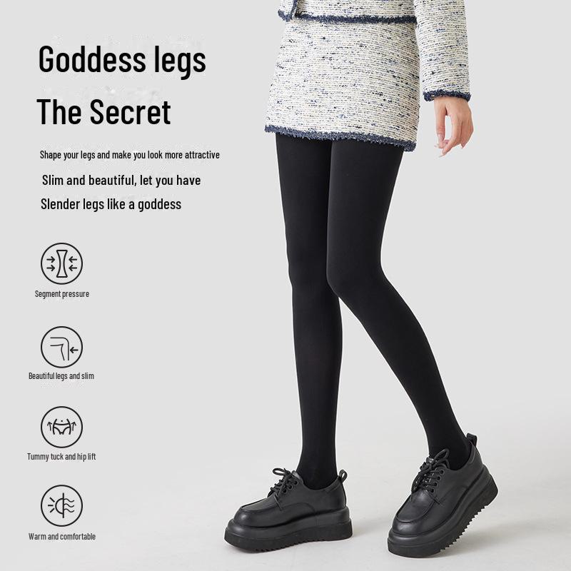 Women's Slimming Black Pantyhose: Thin, Pressure-Resistant, Plus Velvet, Thickened for Autumn and Winter Warmth.