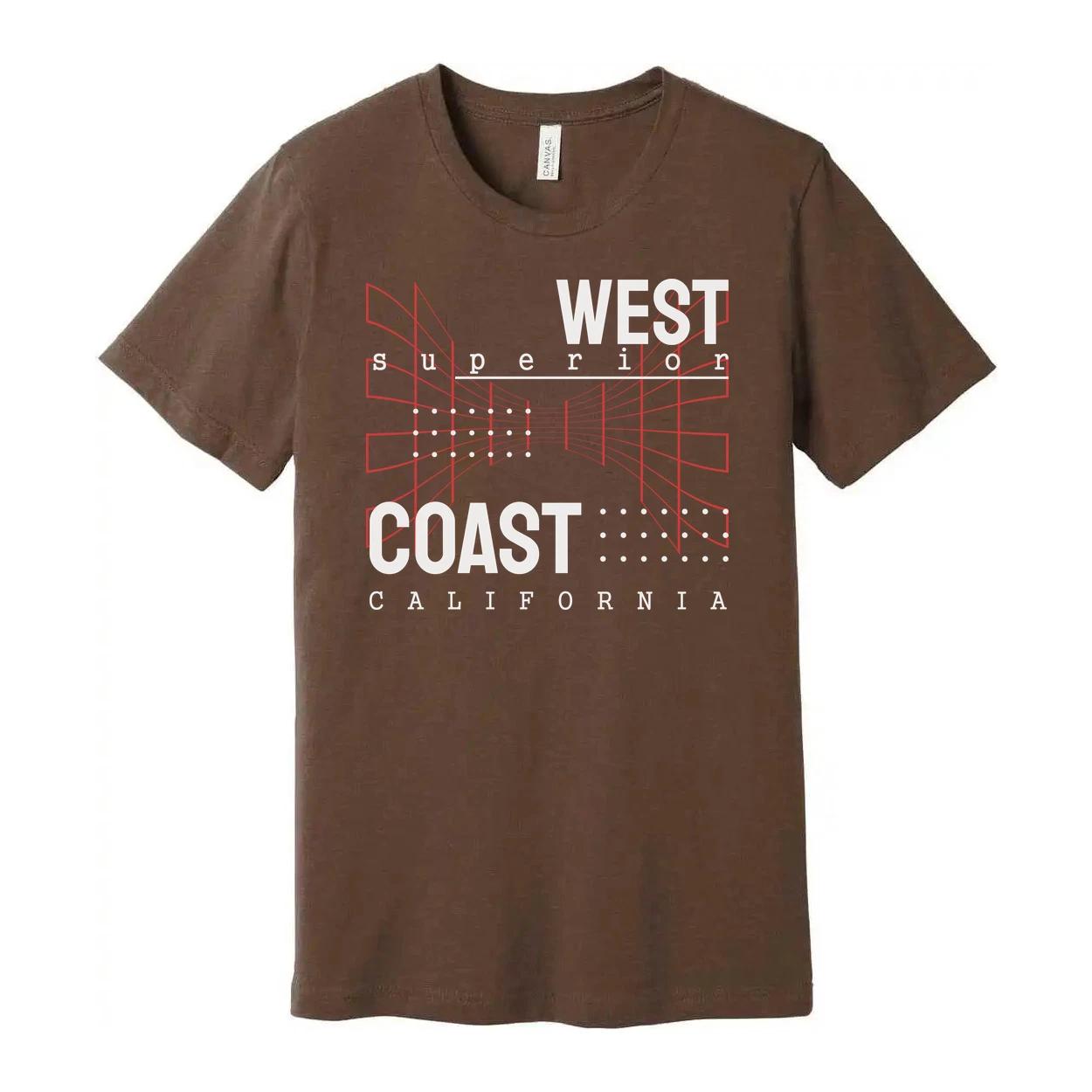 West Coast California Graphic T Shirt Unisex Tee With Red Geometric Design Artwo S