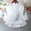 Embroidered Lace Blouse With V Neck And Lantern Sleeves For Summer Fashion