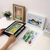 Decorative Flip Top Frame for Children's Artwork Display Wooden Display Case with Glass Cover and Secure Latch for Art Preservation
