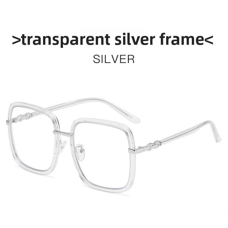 Female Large Face Frame Glasses With Blue Light Blocking For Fashionable Office Wear