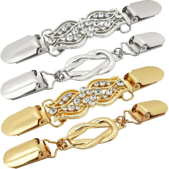 4 Pcs Waist Cincher & Shirt Clip Retro Dress Cinch Clips for Shawl, Gold Silver Waist Cincher Clip, 2 Style Dress Clips Back Cinch