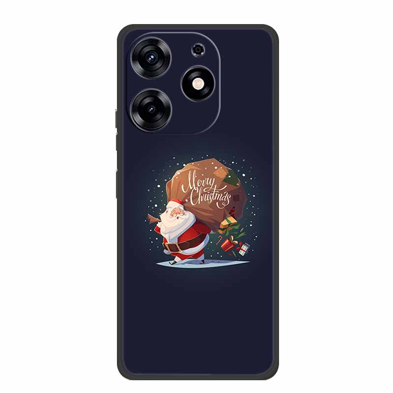 For Tecno Spark Go 2024 Case Merry Christmas Xmas Black Silicon Soft Back Cover Case For Tecno Spark 10 Pro 10C Pop 8 Phone Case
