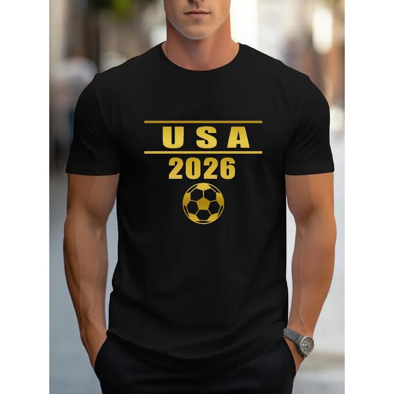 

European sizes Men s Black T-Shirt Usa Soccer Ball Graphic for Sports Events And Casual Wear 2XL чёрный