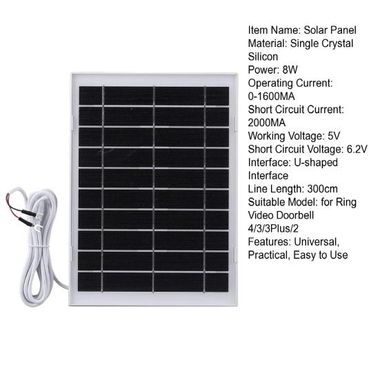 Solar Panel 8W High-Power Output IP65 Waterproof Universal Power Supply Outdoor