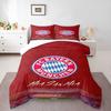 FC Bayern München Wappen Rotes Bettwäscheset (1 Bettbezug, 2 Kissenbezüge, Bettdecke nicht enthalten) für Wohnzimmer Fan Cave Dekoration, Mia San Mia Fußball Kunstdruck