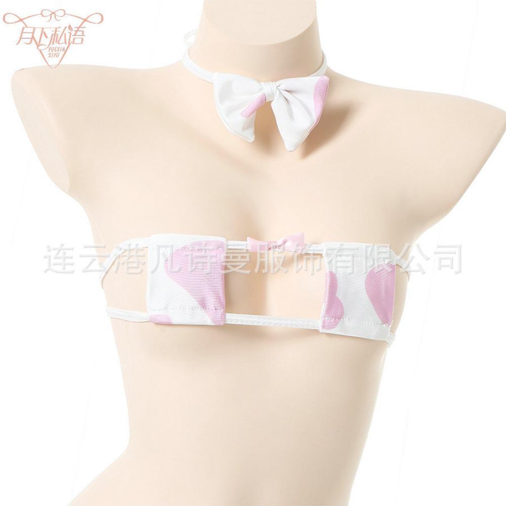 Fun A Piece of Hair Strap Underwear In Stock Japanese Cute Wind Comfortable Breathable Cow Flower Underwear Underwear Set