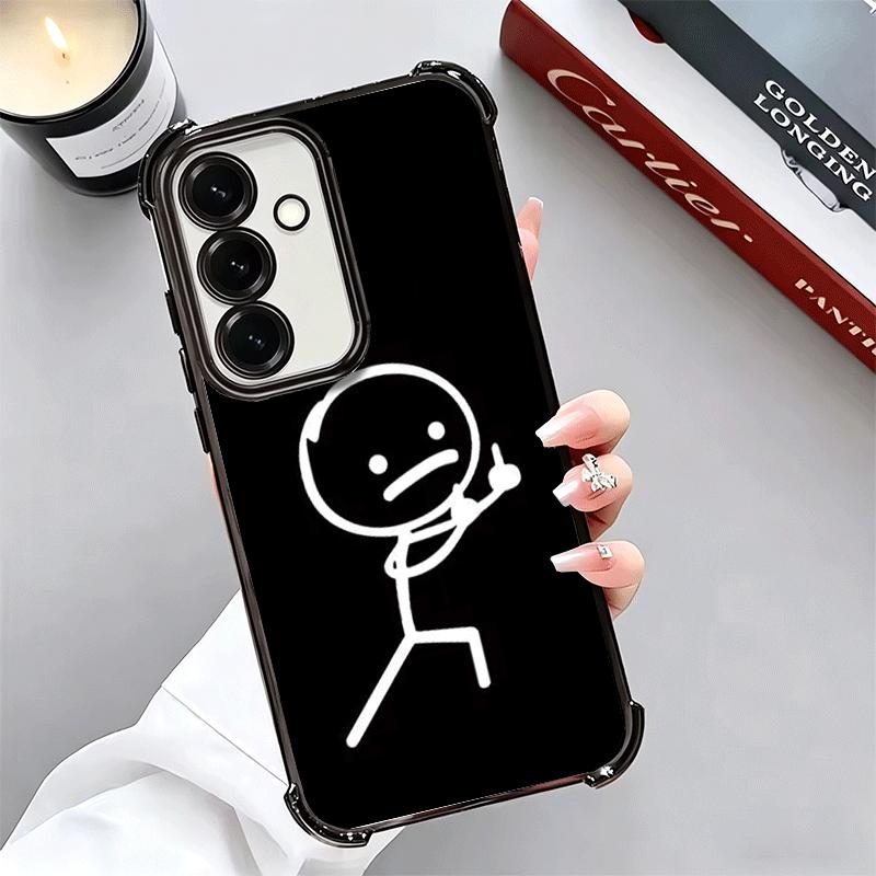 Funny Stickman Matchman Plating Phone Case For Samsung A17 A07 A37 A57 A16 A56 A15 A55 A14 A54 A13 A53 A26 A36 A25 A35 A24 A34 A