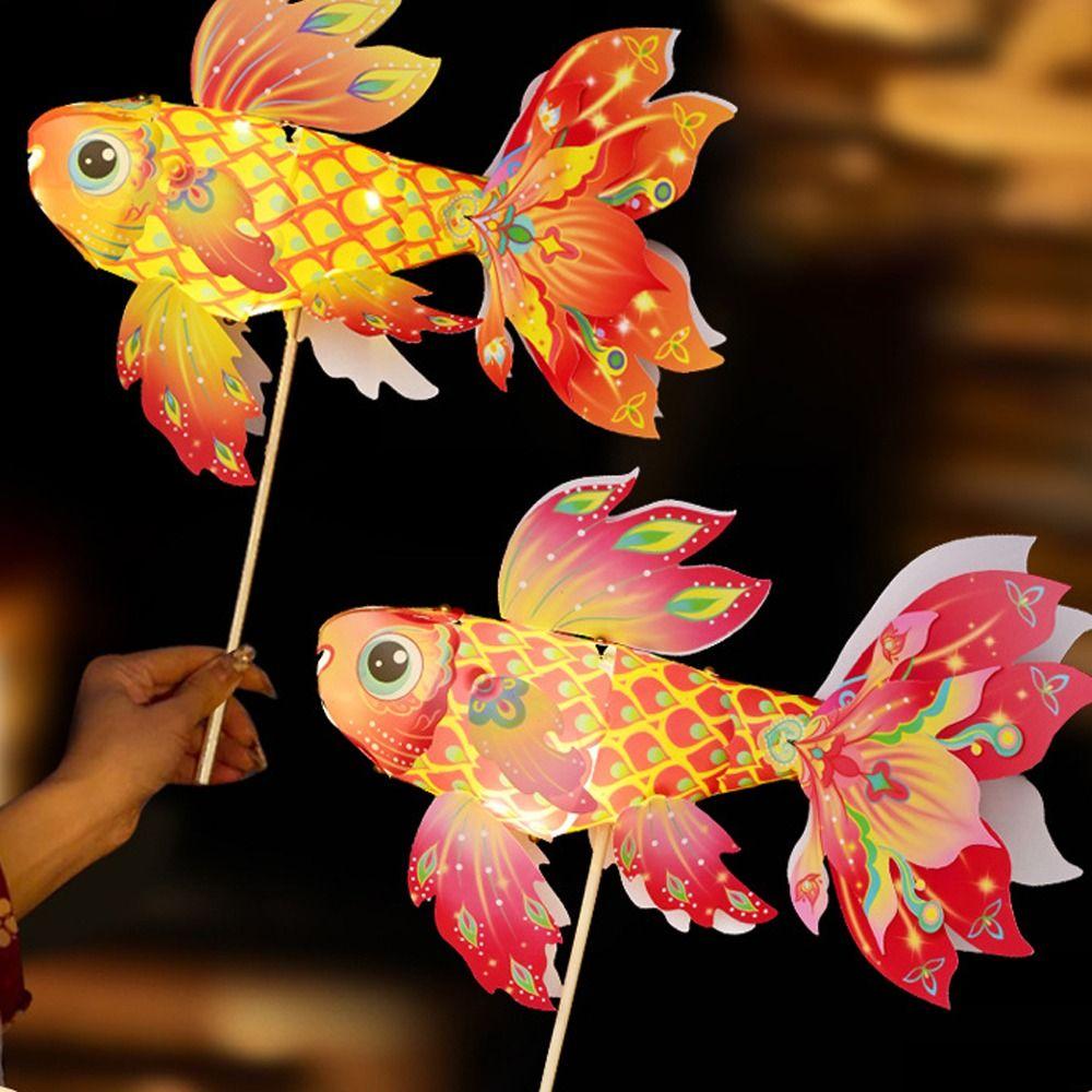 Chinese Traditional Handheld Fish Lantern Ancient Style Luminous Goldfish Light  Celebration