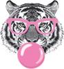 tiger with pink bubblegum women's sweatshirts