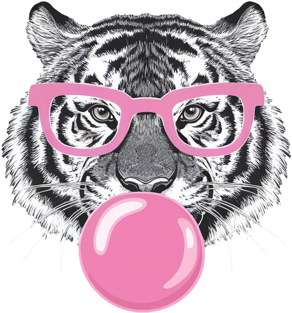 tiger with pink bubblegum women's sweatshirts