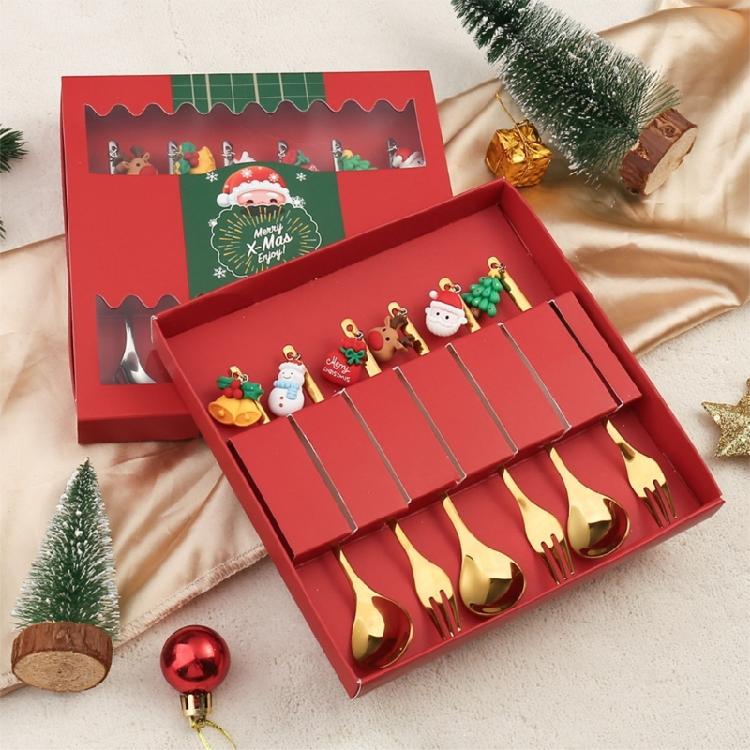 6 Pieces Stainless Steel Coffee Spoons Fruit Forks for Kitchen Dessert Tableware
