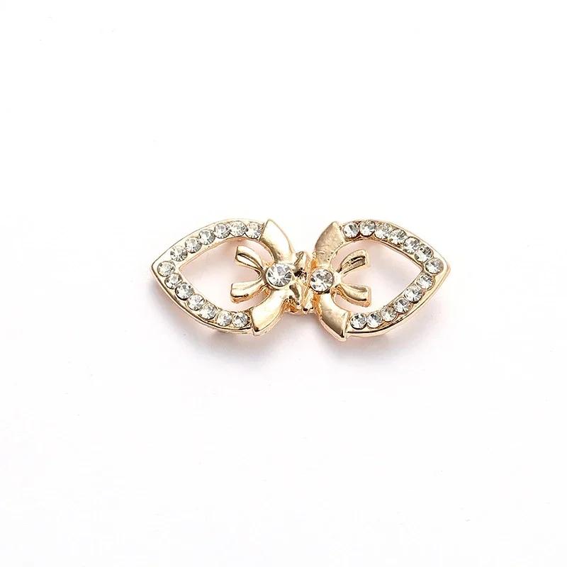 5 Pair Shiny Cheongsam Buckle Brooches Sweater Buttons Clothing Pins Crystal Cardigan Clip Cape Cloak Clasp
