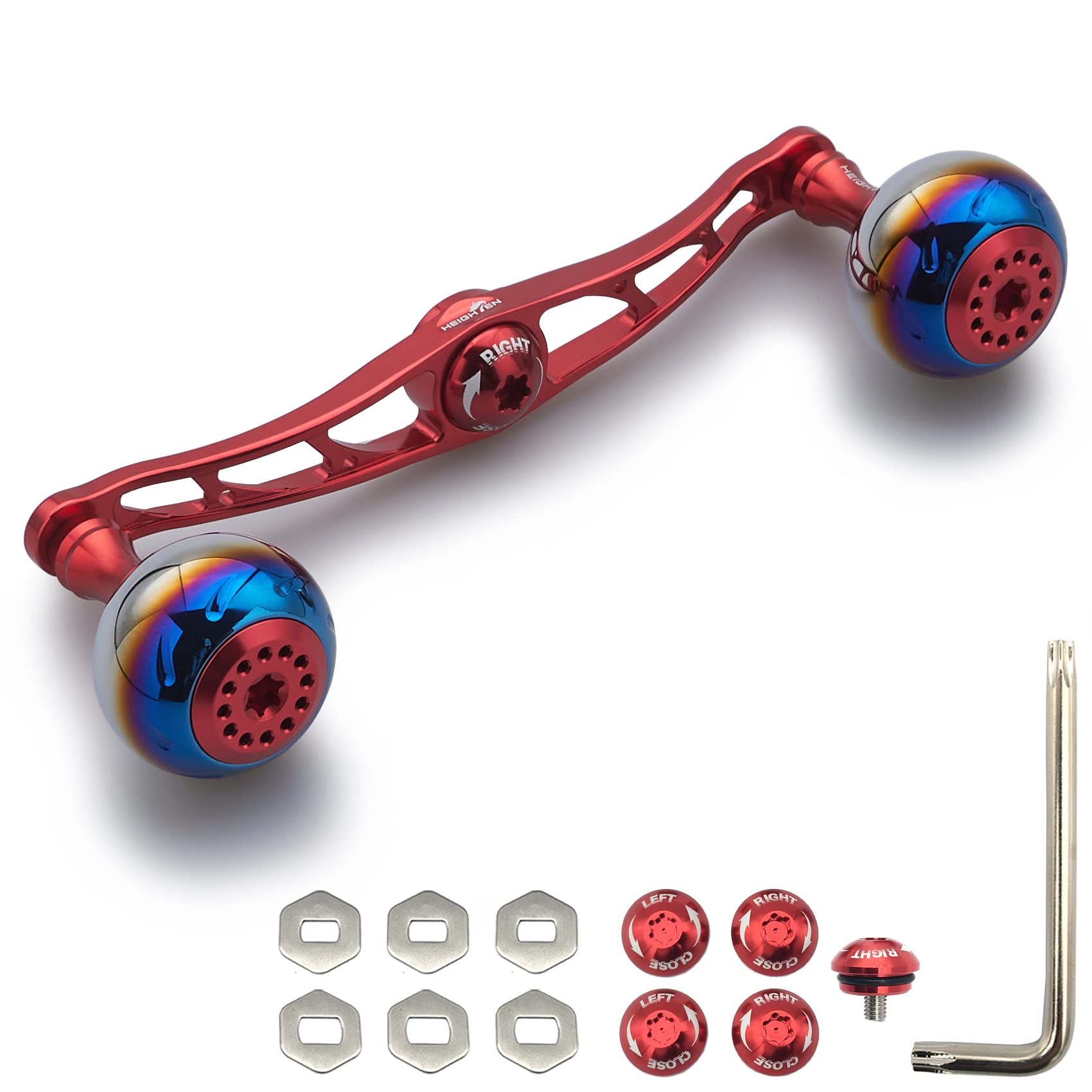 

HEIGHTEN Reel Handle for Abu Garcia Universal Baitcasting Reels Aurora Series 130/120/115mm Shimano, Daiwa, (115mm, Red)