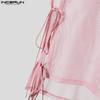 INCERUN Summer Men Sleeveless Mesh Sheer Hollow Out Side Lace-up Party High Low Tank Tops